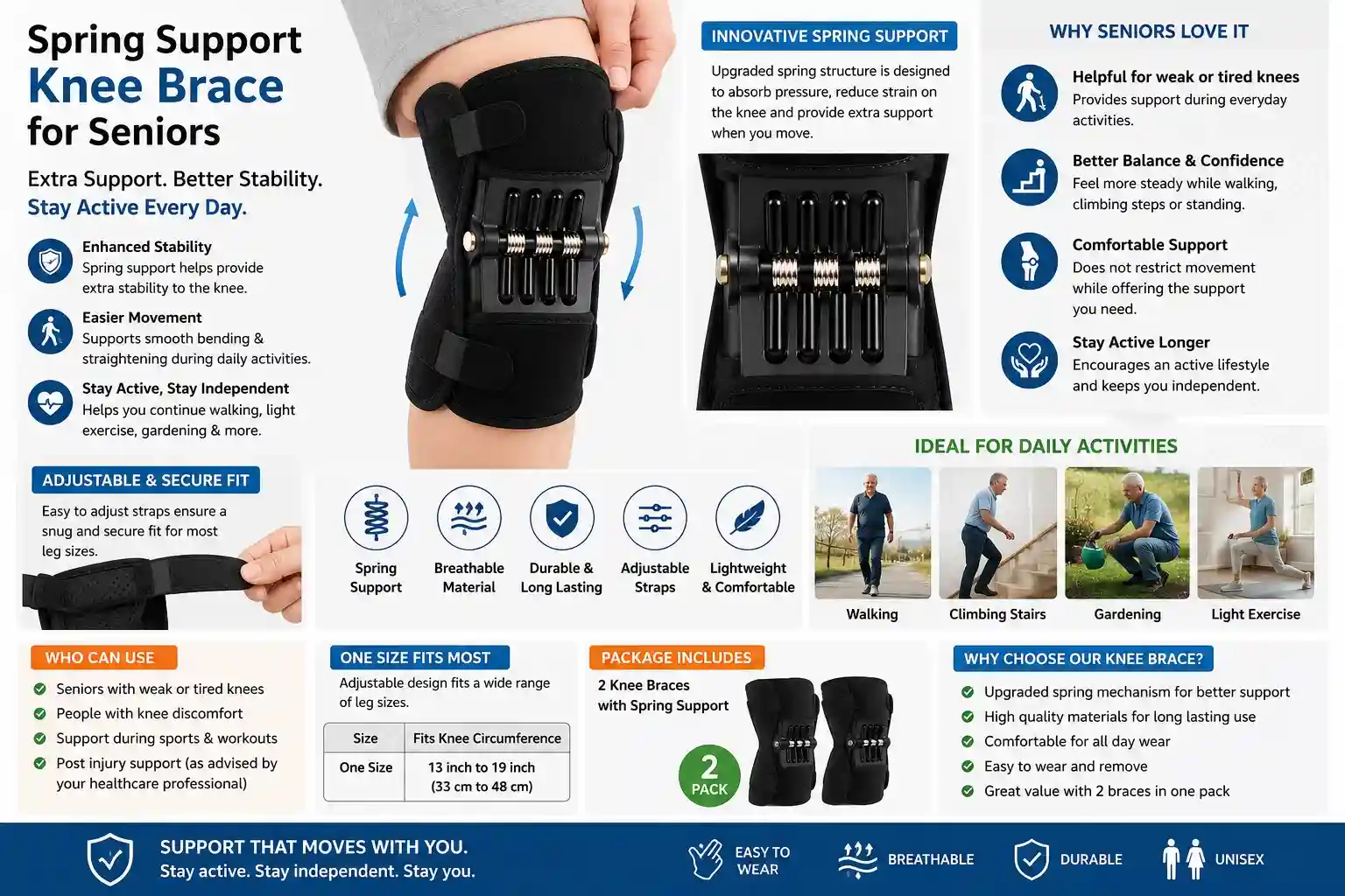 Spring Support Knee Brace - Image 2